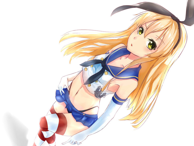 Blonde Anime Girl — Blue, Playful, Sailor Outfit