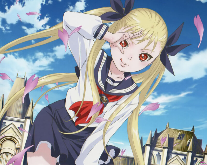 Blonde Anime Girl — Blue, Playful, Spring