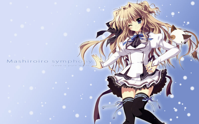 Blonde Anime Girl — Blue, Playful, Winter