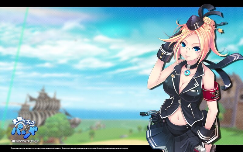 Blonde Anime Girl — Blue, Serene, Afternoon, Glasses