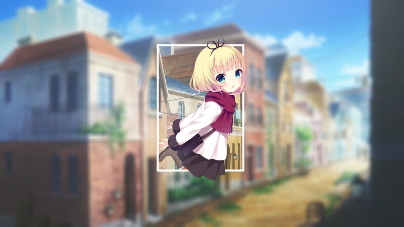 Blonde Anime Girl — Blue, Serene, Afternoon, Scarf