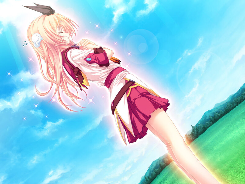 Blonde Anime Girl — Blue, Serene, Afternoon, Skirt