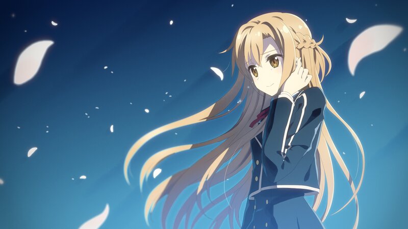 Blonde Anime Girl — Blue, Serene, Night, Long Hair