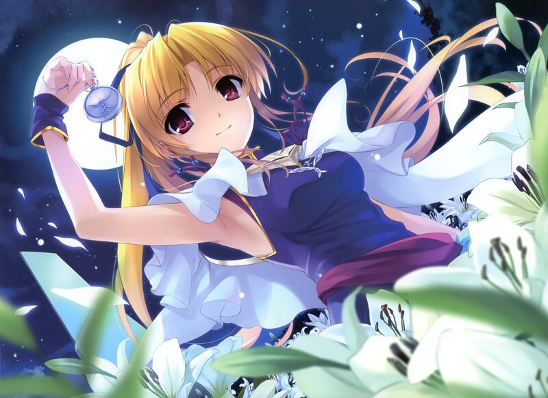 Blonde Anime Girl — Blue, Serene, Night