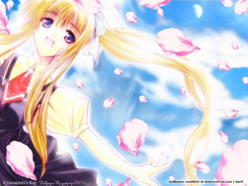 Blonde Anime Girl — Blue, Serene, Spring