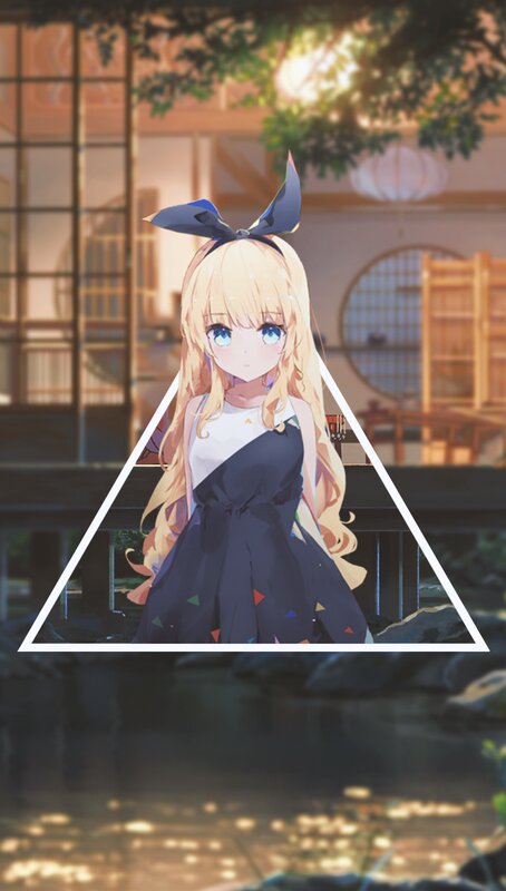 Blonde Anime Girl — Blue, Serene, Sunset, Dress