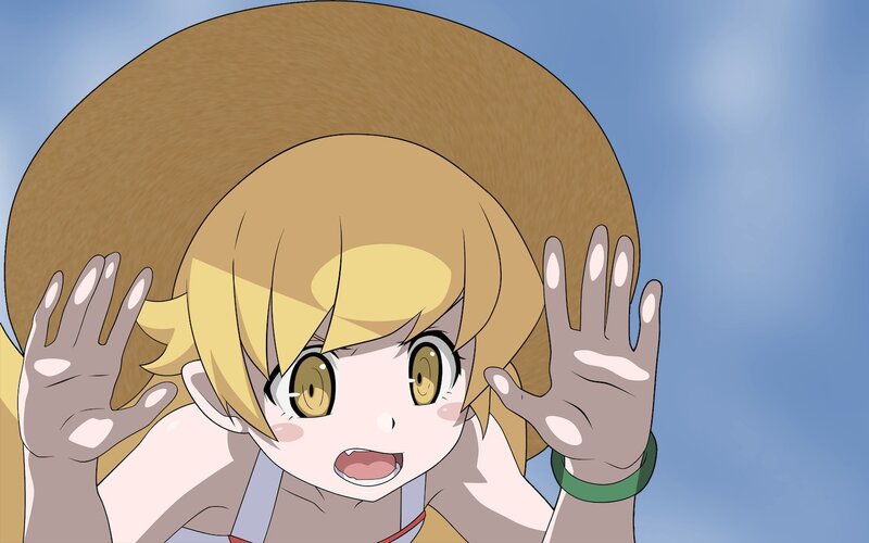 Blonde Anime Girl — Blue, Surprised, Afternoon