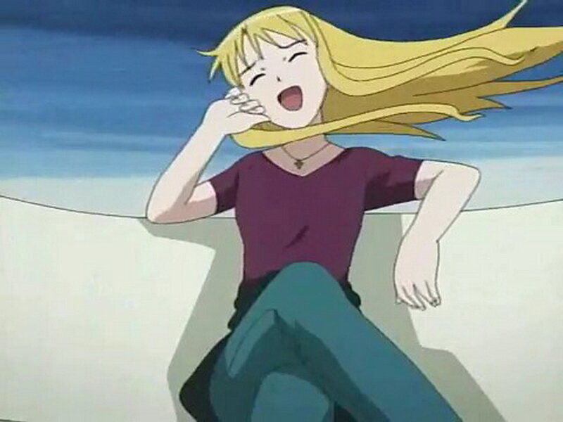 Blonde Anime Girl — Blue, Windy
