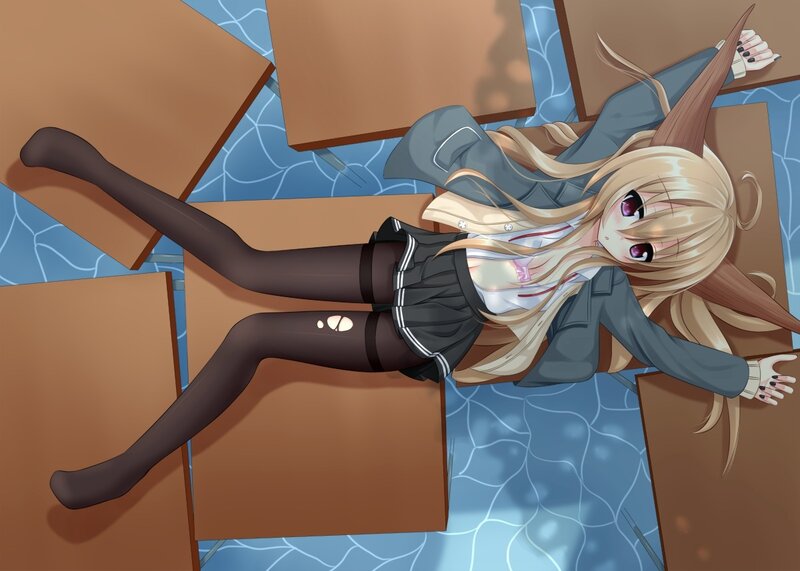 Blonde Anime Girl — Brown, Calm, School Uniform