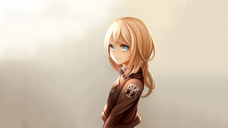 Blonde Anime Girl — Brown, Calm, Uniform, Blue Eyes