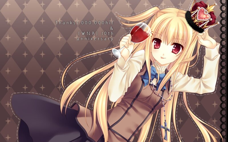 Blonde Anime Girl — Brown, Celebratory