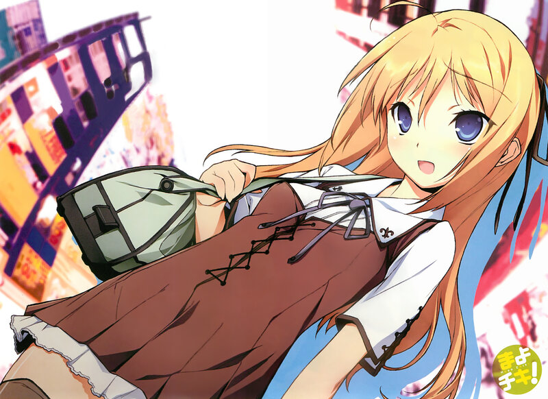 Blonde Anime Girl — Brown, Cheerful, Afternoon, School Uniform