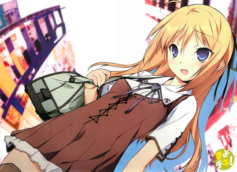 Blonde Anime Girl — Brown, Cheerful