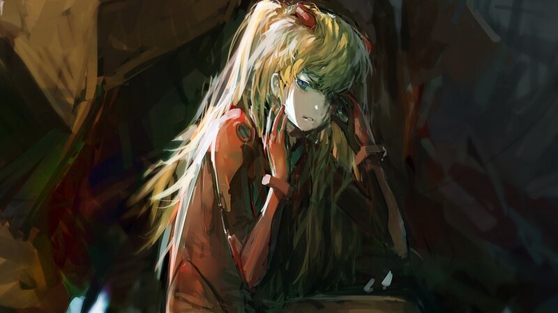 Blonde Anime Girl — Brown, Dramatic, Digital Art