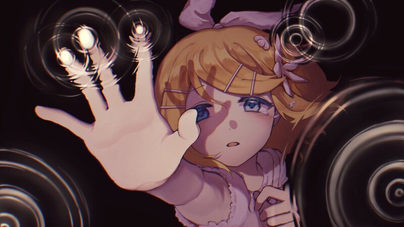 Blonde Anime Girl — Brown, Dramatic, Hands
