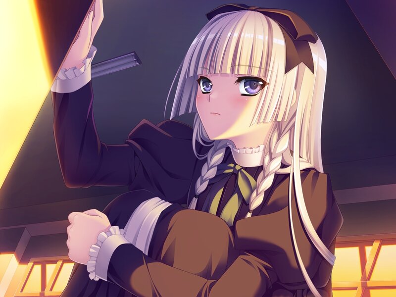 Blonde Anime Girl — Brown, Dramatic, Night