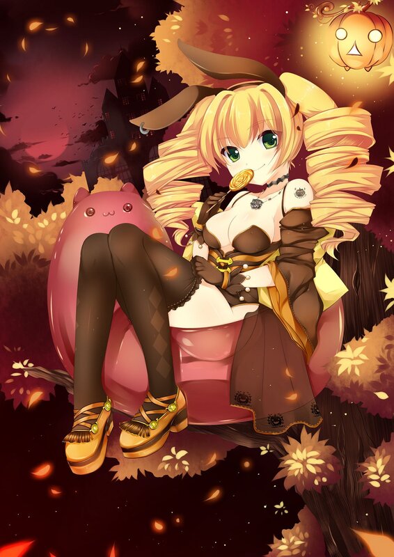 Blonde Anime Girl — Brown, Festive