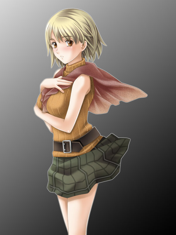 Blonde Anime Girl — Brown, Neutral, Scarf
