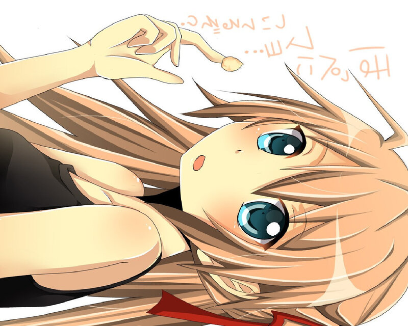 Blonde Anime Girl — Brown, Playful, Blue Eyes