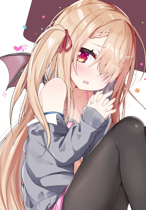 Blonde Anime Girl — Brown, Playful, Pink Eyes