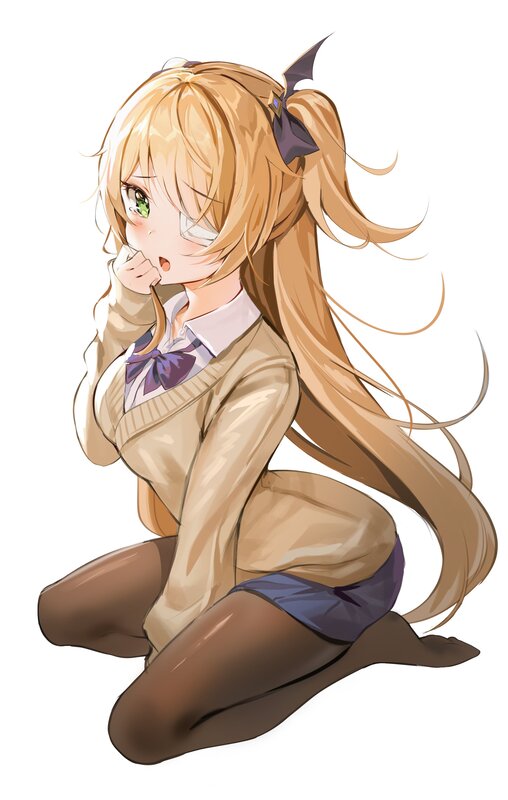Blonde Anime Girl — Brown, Playful, School Uniform, Ponytail