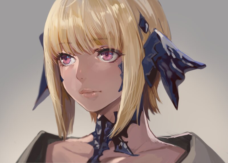 Blonde Anime Girl — Calm, Digital Art