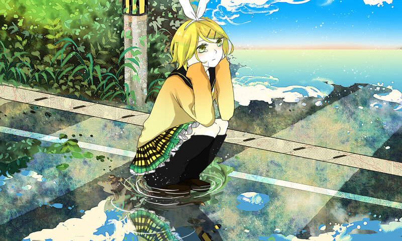 Blonde Anime Girl Crouching