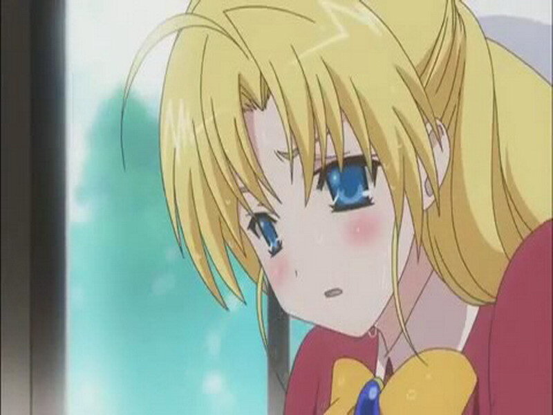 blonde anime girl crying