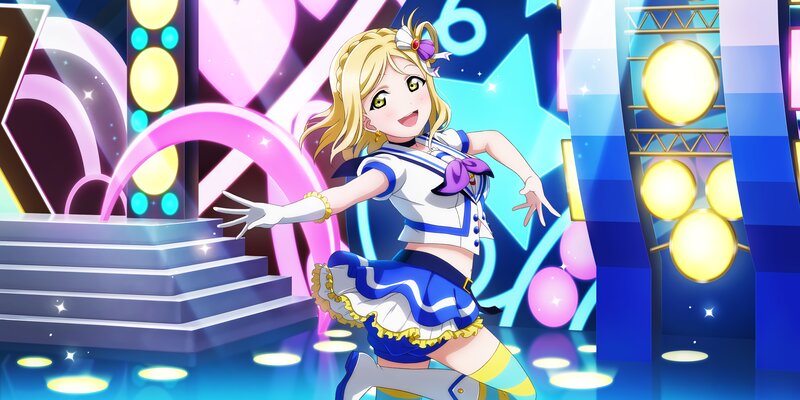 Blonde Anime Girl Dancing — Blue, Energetic