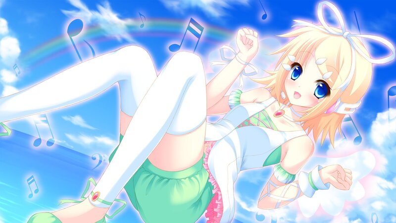 Blonde Anime Girl Dancing — Blue, Joyful, Energetic