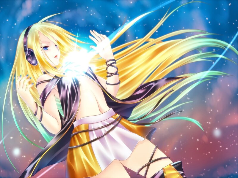 Blonde Anime Girl Dancing — Blue