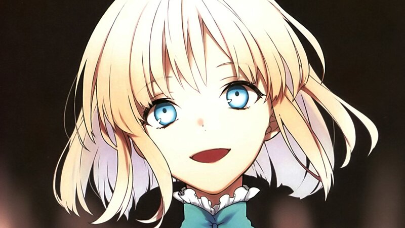 Blonde Anime Girl — Dramatic, Blue Eyes, White Collar