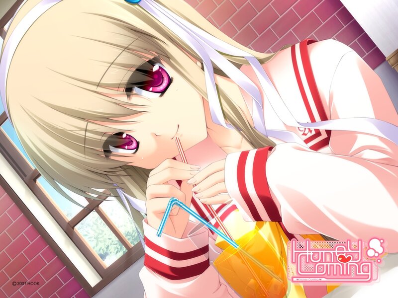 Blonde Anime Girl Drinking — Pink