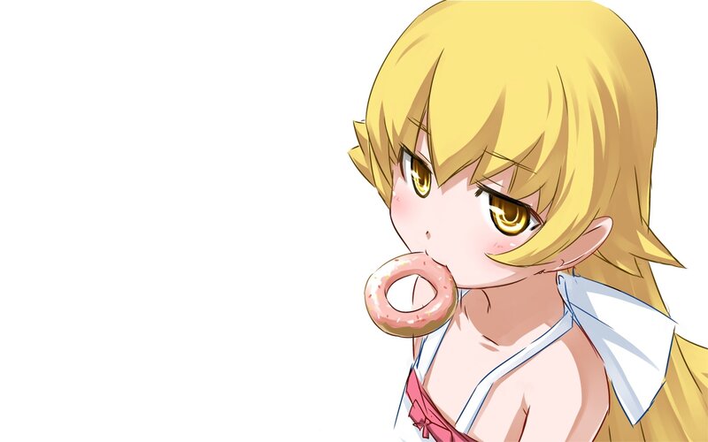 blonde anime girl eating donut