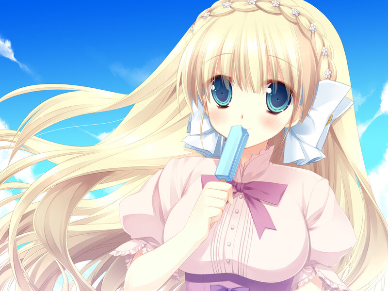Blonde Anime Girl Eating Ice Pop