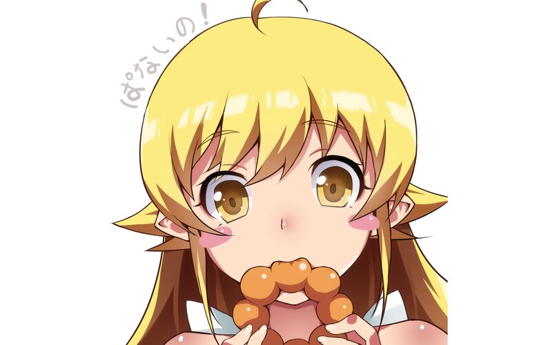 Blonde Anime Girl Eating — Yellow, Playful, Donut