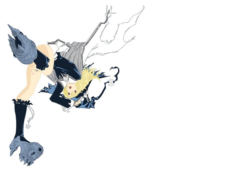 Blonde Anime Girl Falling — Black