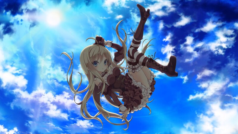 Blonde Anime Girl Falling — Blue, Dramatic