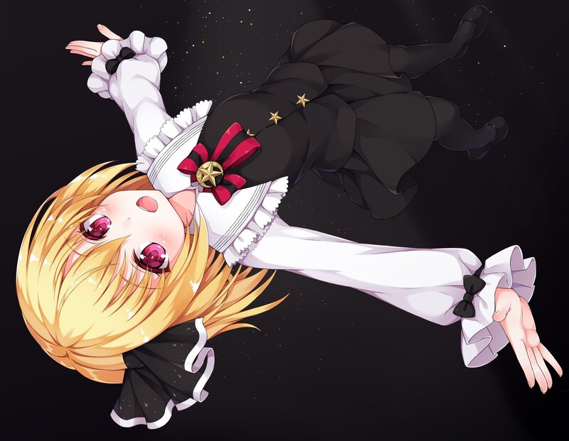 Blonde Anime Girl Floating — Black