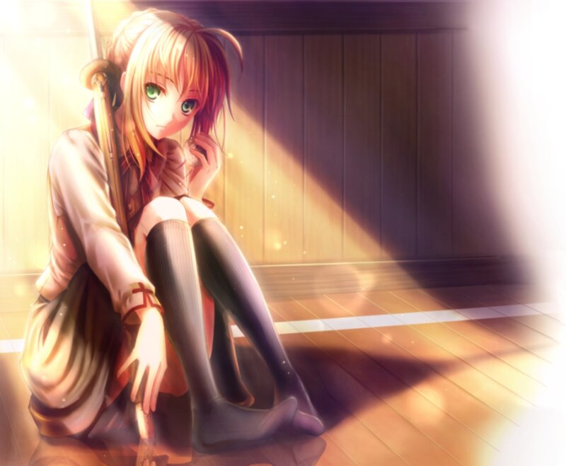 Blonde Anime Girl — Gold, Dramatic, Afternoon