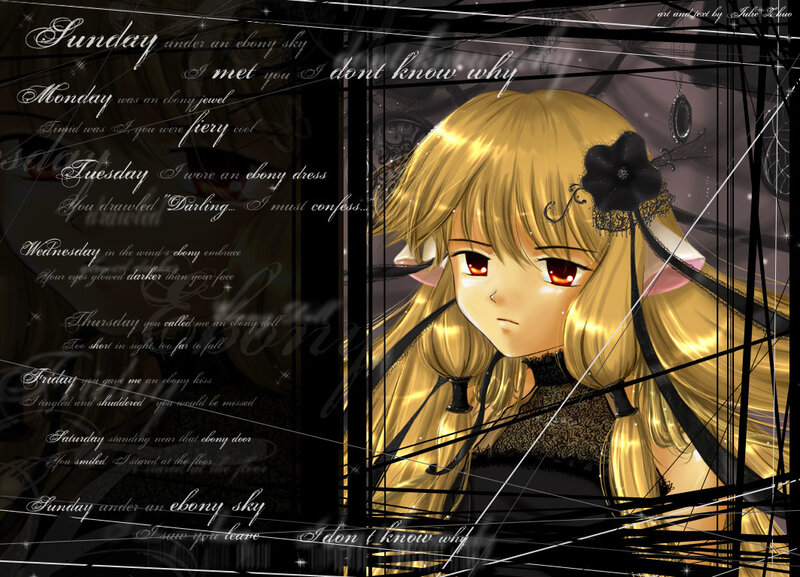 Blonde Anime Girl — Gold, Dramatic, Text