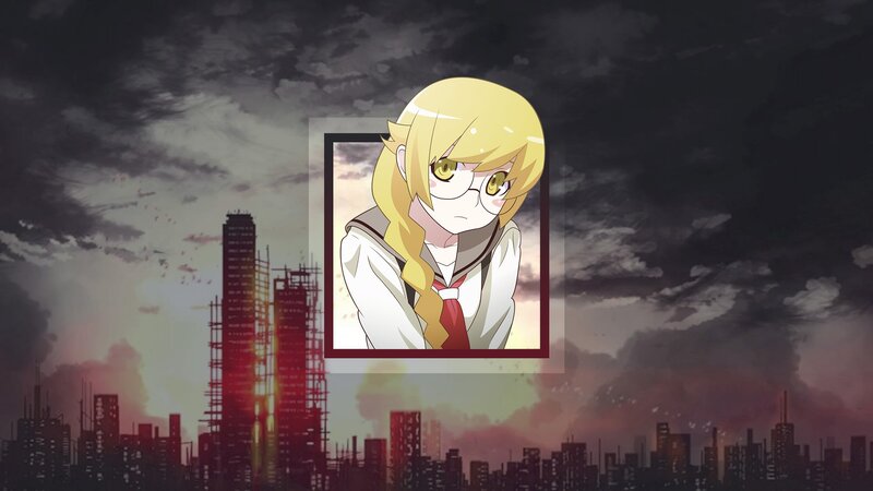 Blonde Anime Girl — Gray, Dramatic, Sunset
