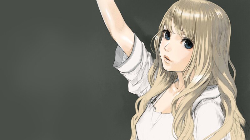 Blonde Anime Girl — Gray, Neutral