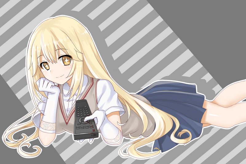 Blonde Anime Girl — Gray, Relaxed