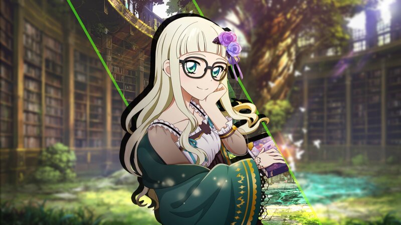 Blonde Anime Girl — Green, Calm, Afternoon, Glasses