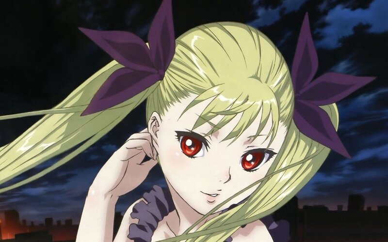 Blonde Anime Girl — Green, Dramatic, Night
