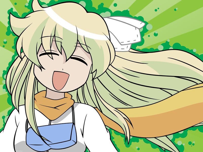 Blonde Anime Girl — Green, Joyful