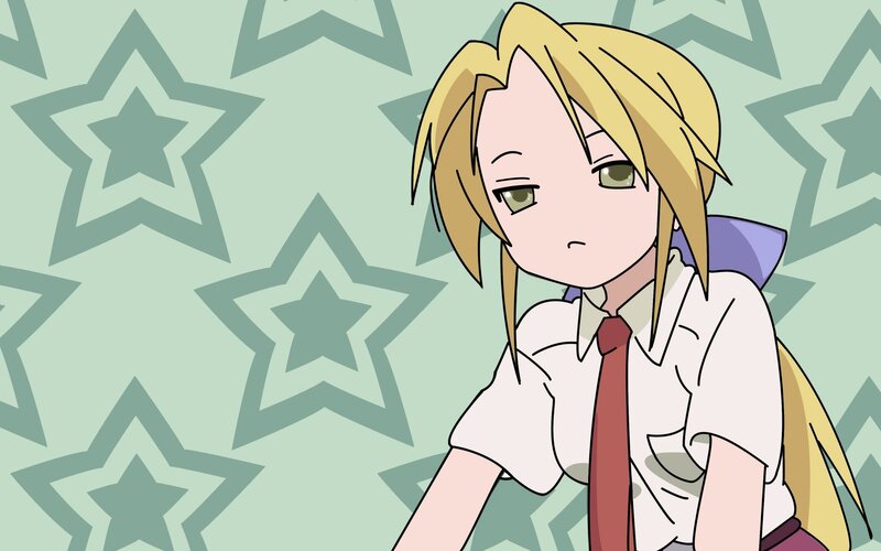 Blonde Anime Girl — Green, Neutral, Star Pattern, School Uniform