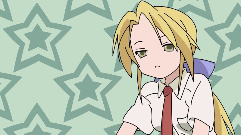 Blonde Anime Girl — Green, Neutral, Star Pattern
