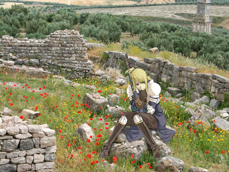 Blonde Anime Girl — Green, Peaceful, Afternoon